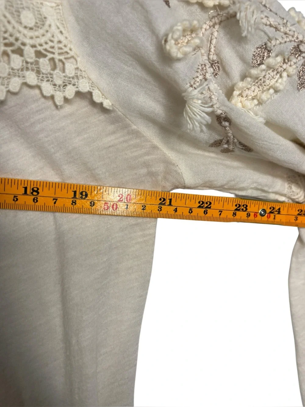 Anthropologie Jemma Cream Crochet Lace Romantic Blouse Size S Embellished Cotton